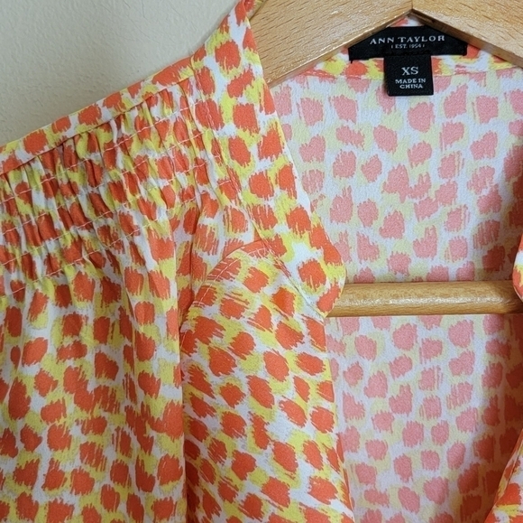 Ann Taylor | Orange & Yellow Dot Ruffled Tank Top - Picture 4 of 5